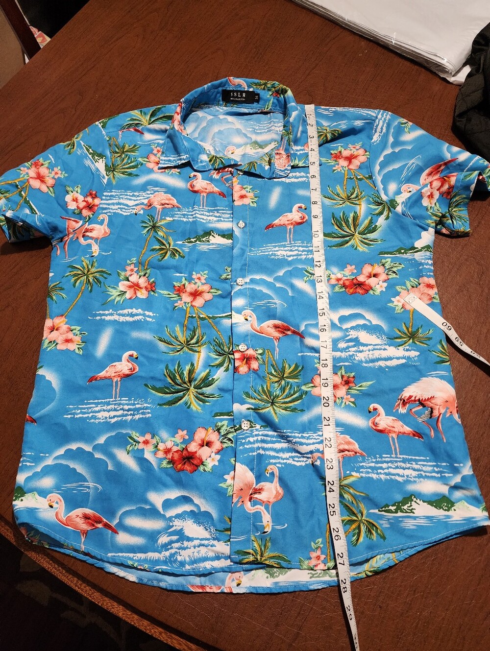 ISLR Blue Flamingo Print Short-Sleeve Button-Down Shirt - Picture 2 of 9